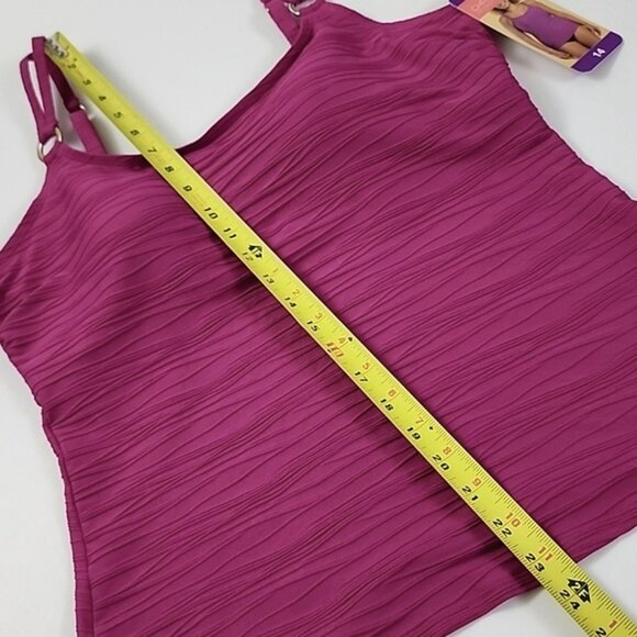 CHRISTINA Women's 2 Piece Tankini Swimsuit Fuschia Black Built-In Bra Size 14 - Picture 8 of 16